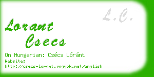 lorant csecs business card